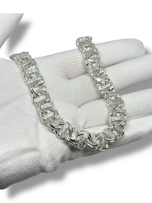 Pulso O Pulsera Tejido Chino De Plata 925 Diamantada 21cm