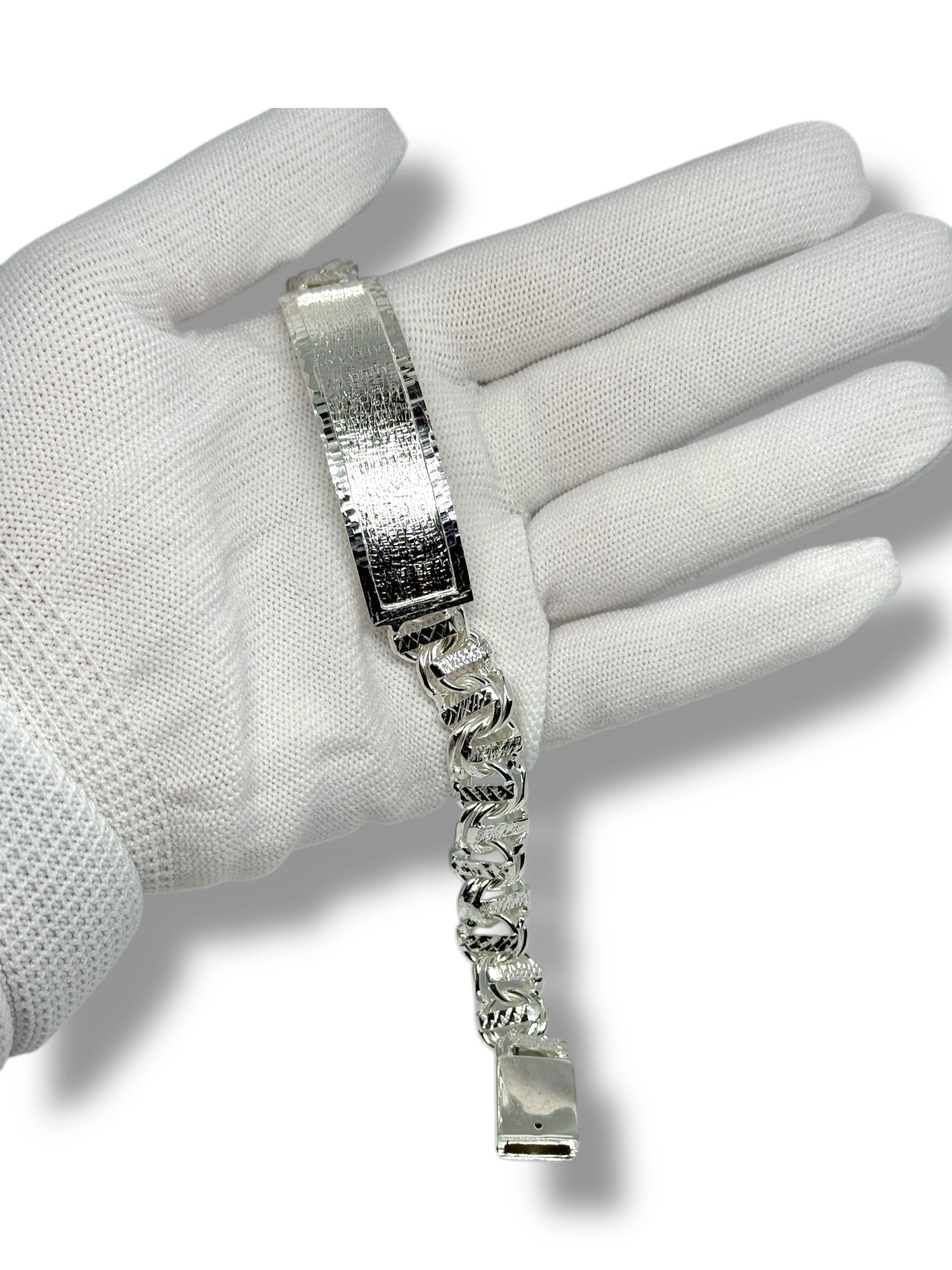 Esclava O Pulsera Tejido Chino De Plata 925 Diamantada 21cm