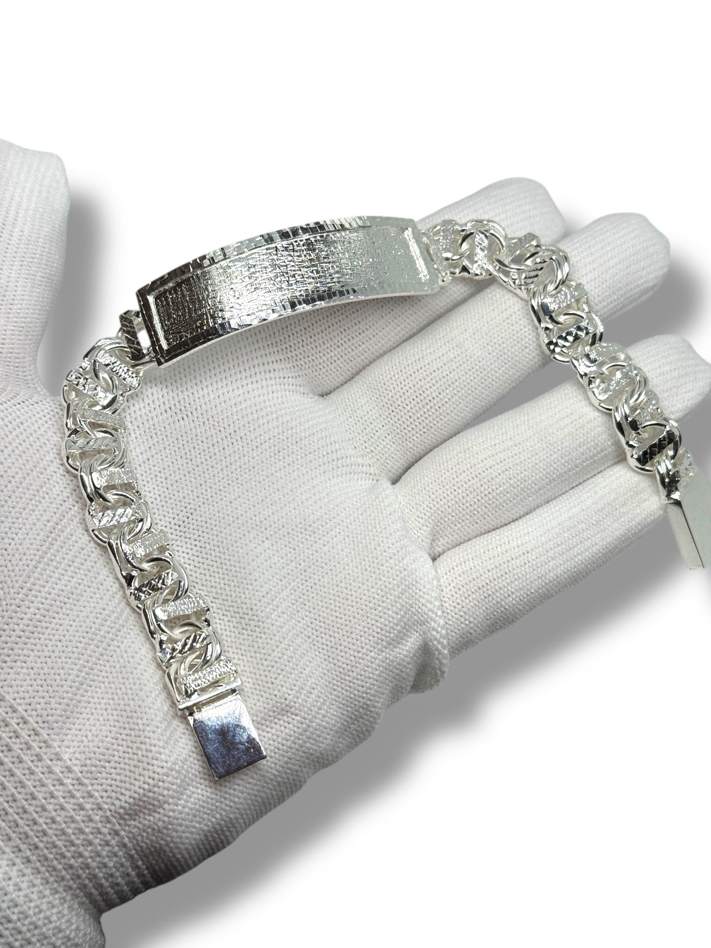 Esclava O Pulsera Tejido Chino De Plata 925 Diamantada 21cm